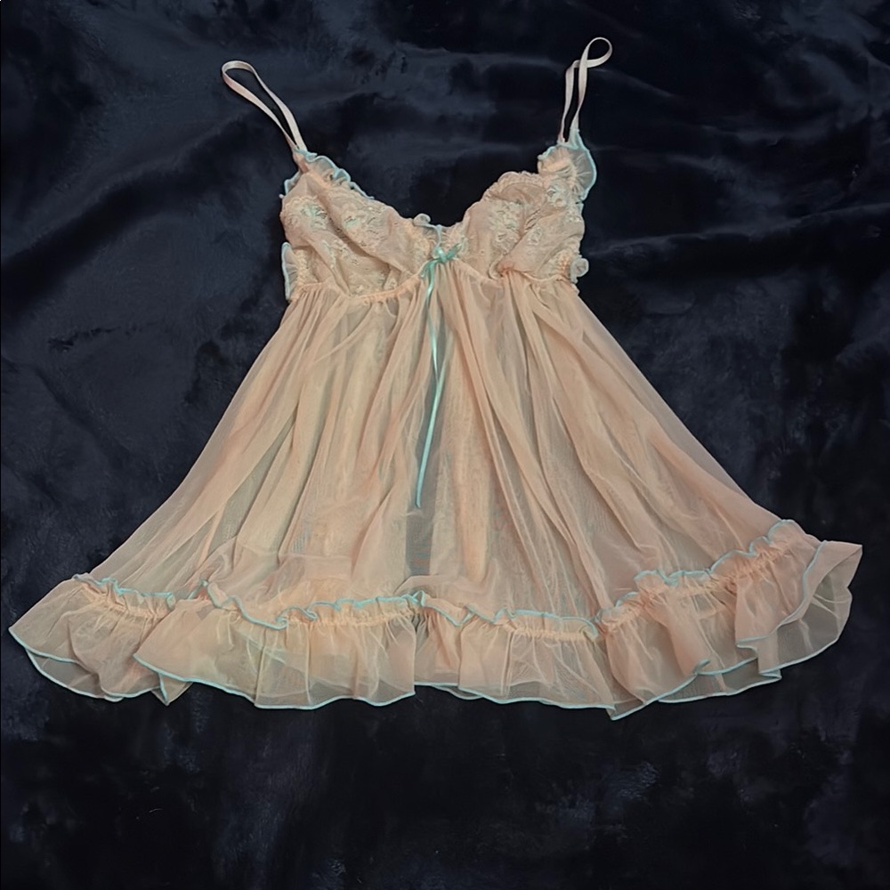 y2k inspired Baby Doll Elegant Peach Lace Chemise